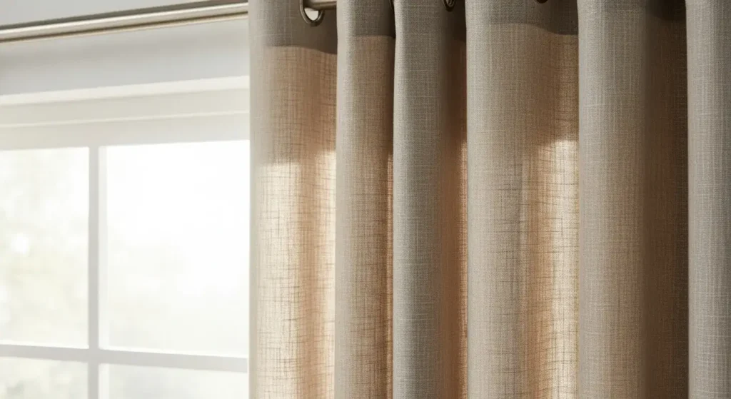 Durable and low-maintenance polyester curtains in a high-traffic Dubai area.