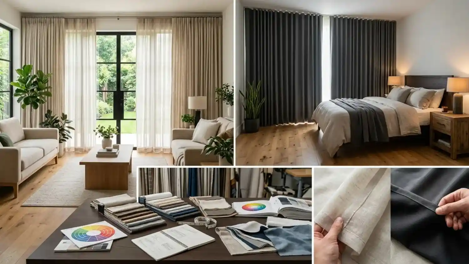 Custom window curtains featuring beige in dubai.
